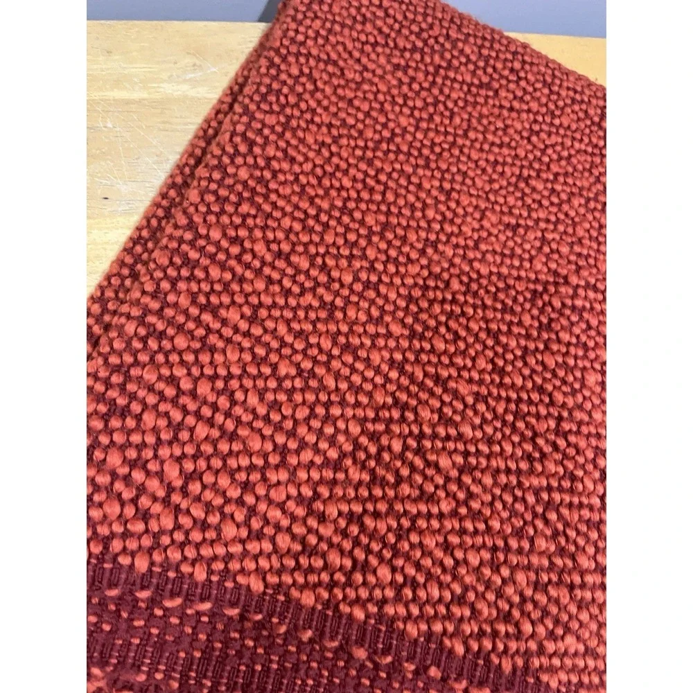 Crate And Barrel Reid‎ Cinnabar Throw Woven Red Orange Fringe 70x40